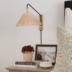 Serena & Lily Sconce Rattan and Brass